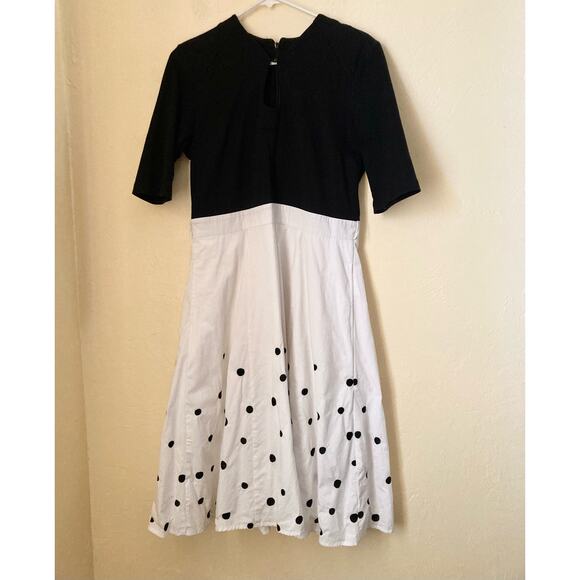 eShakti Women's Poplin Dress Size M (10) Black White Polka Dot - Picture 4 of 9